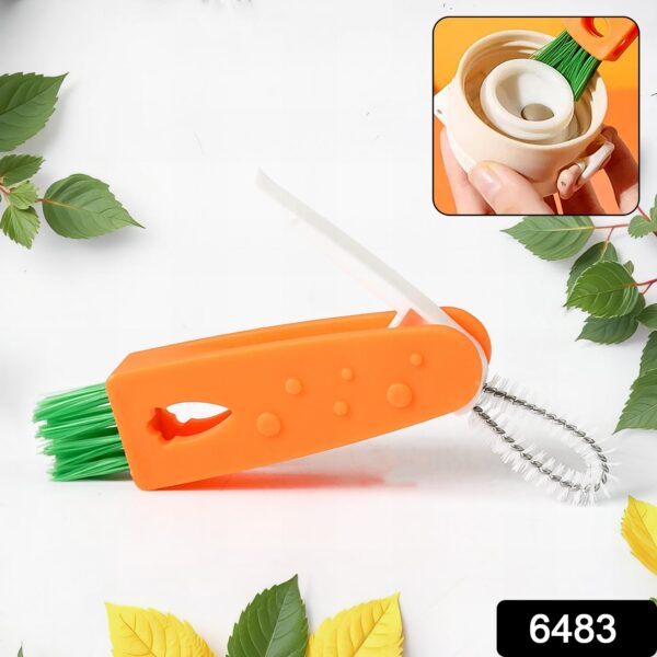 3 in 1 Multifunctional Cleaning Brush Mini Glass Cover Cleaning Brush Bottle Cleaning Brush Set Cup Cleaner Brush Bottle Cap Detail Brush for Bottle Cup Cover Lid Home Kitchen Washing Tool (1 Pc) - Image 2