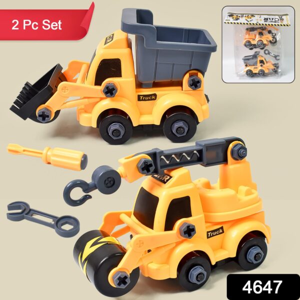 Engineering vehicles Nut Assembly Vehicle Toy, DIY Nut Assembly Vehicle Model Toy Highly Simulation Children Kids Car Model Toy Set (2 Pc Set) - Image 2